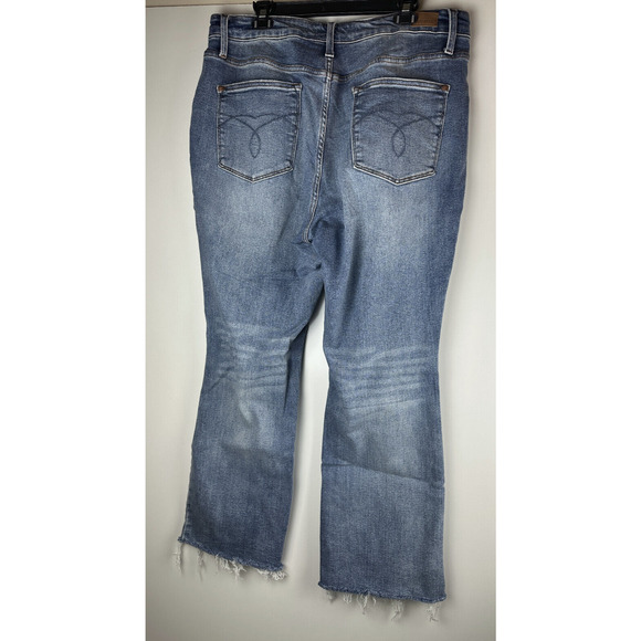 Judy Blue Bootcut Jeans Mid Rise Raw Hem Frayed Blue Women's Stretch 18W JB88604 - Picture 2 of 8